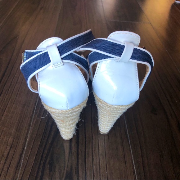 Tommy Hilfiger Navy and White Wedges - Picture 5 of 12